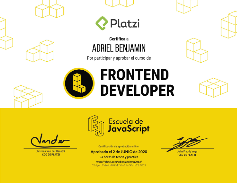 Diploma de Platzi, Frontend Developer